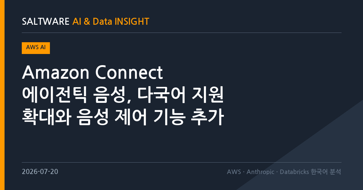 Amazon Connect 에이전틱 음성, 다국어 지원 확대와 음성 제어 기능 추가