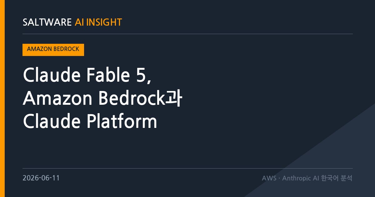 Claude Fable 5, Amazon Bedrock과 Claude Platform on AWS에서 사용 가능